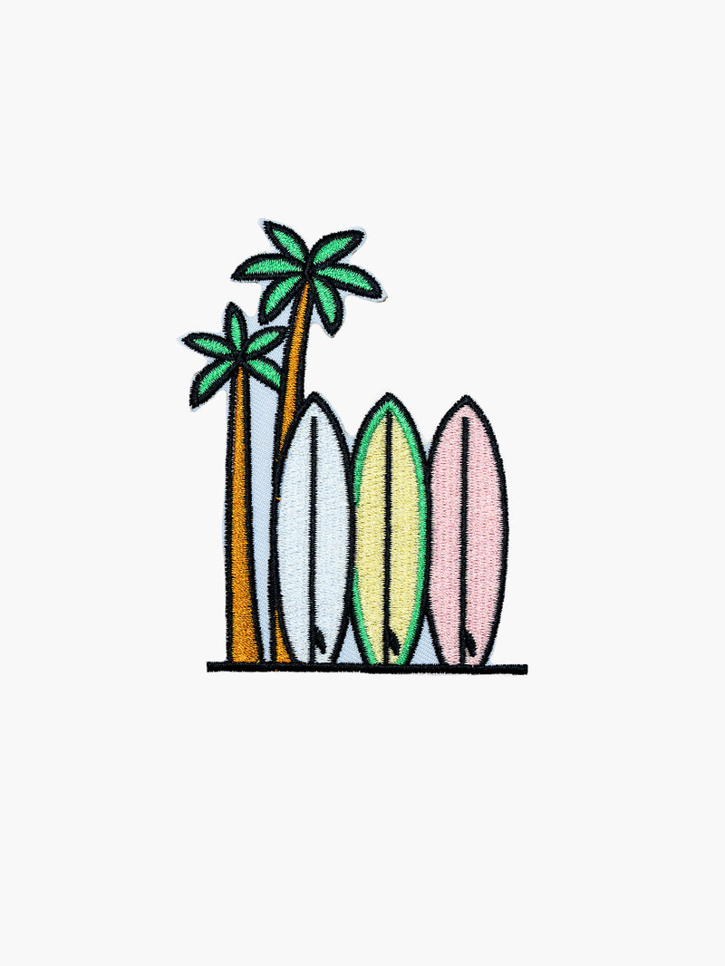 Embroidered Surfboard patch with hook-and-loop backing