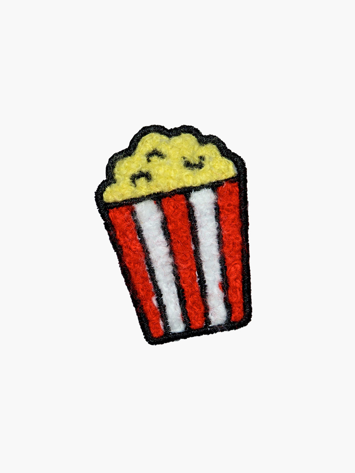Embroidered Popcorn Bucket patch with hook-and-loop backing