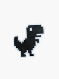 Embroidered Black Pixel T-Rex patch with hook-and-loop backing
