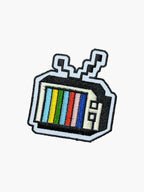Embroidered Pixel TV patch with hook-and-loop backing