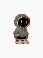Embroidered Hoodie Figure patch with hook-and-loop backing