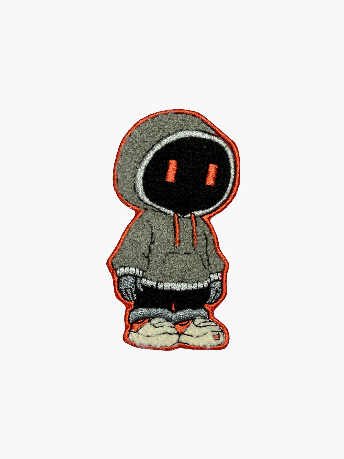 Embroidered Hoodie Figure patch with hook-and-loop backing