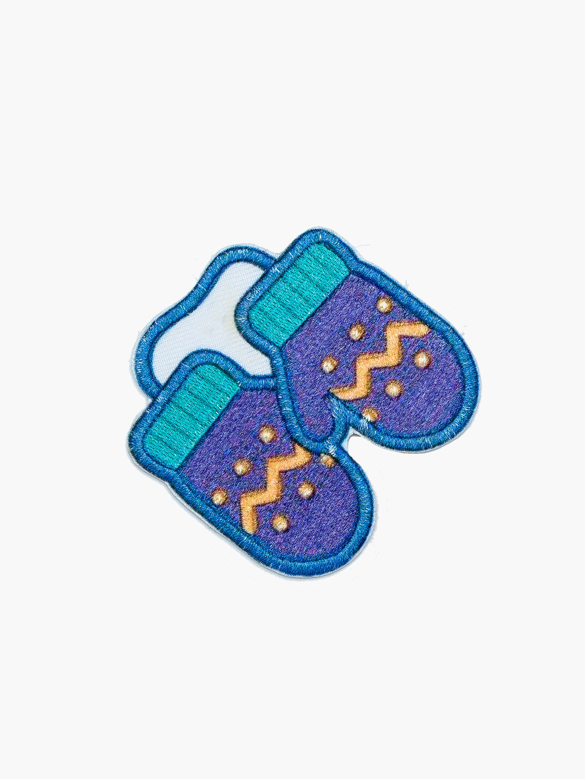Embroidered Mittens patch with hook-and-loop backing