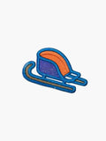 Embroidered Sled patch with hook-and-loop backing