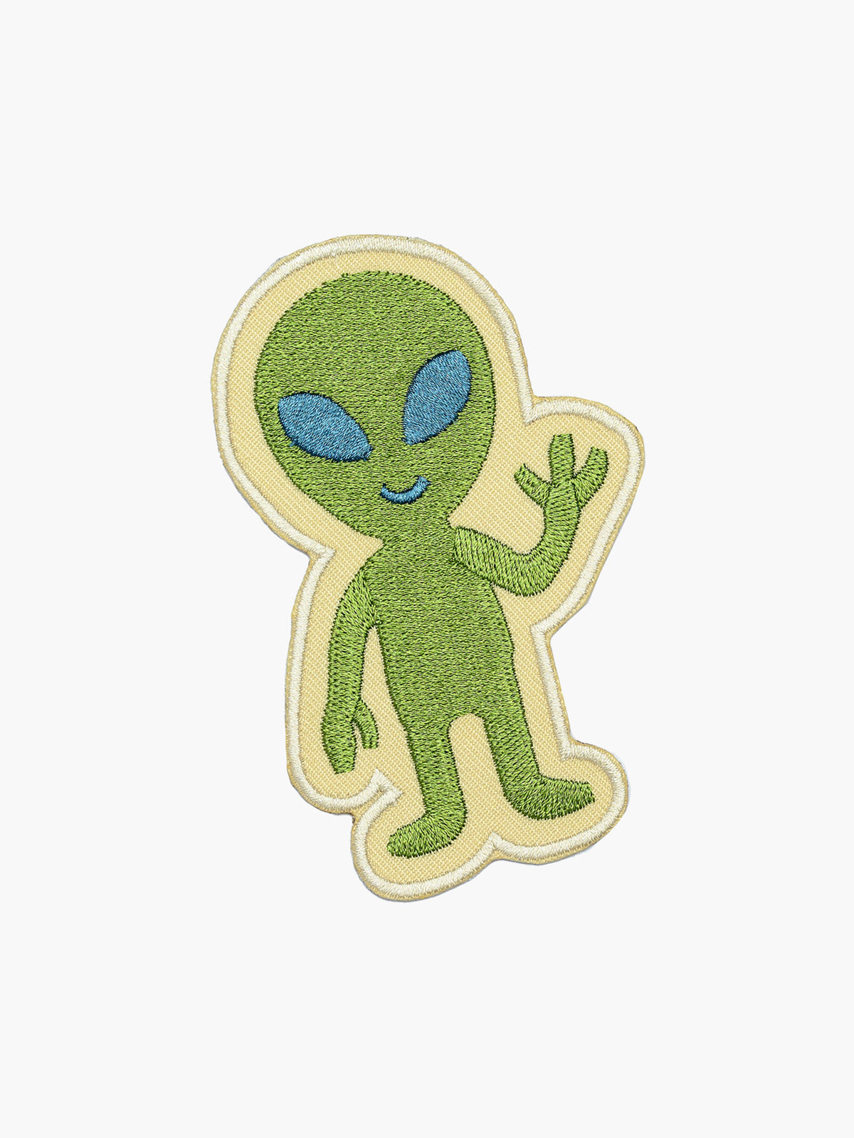 Embroidered Standing Alien patch with hook-and-loop backing