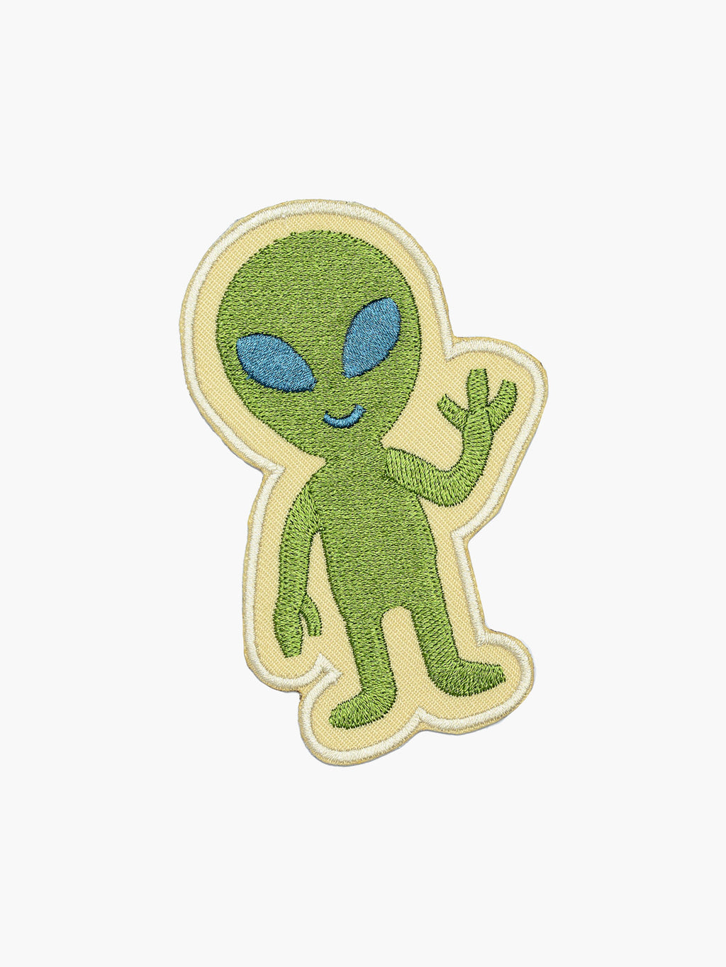 Embroidered Standing Alien patch with hook-and-loop backing