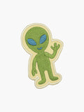 Embroidered Standing Alien patch with hook-and-loop backing