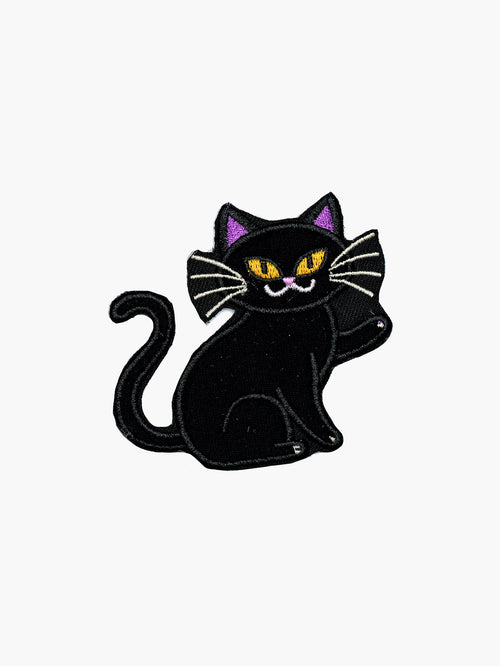 Embroidered Black Cat patch with hook-and-loop backing