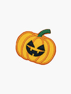 Embroidered Jack-o-lantern patch with hook-and-loop backing