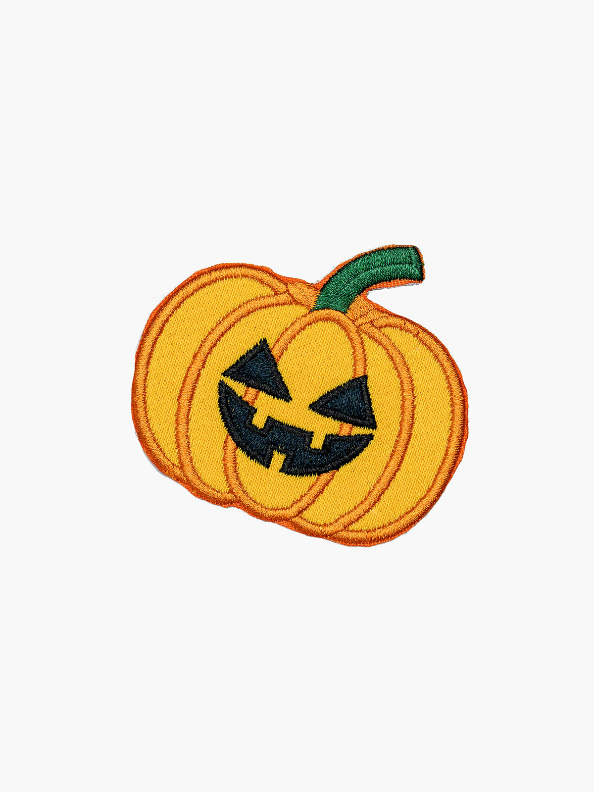 Embroidered Jack-o-lantern patch with hook-and-loop backing