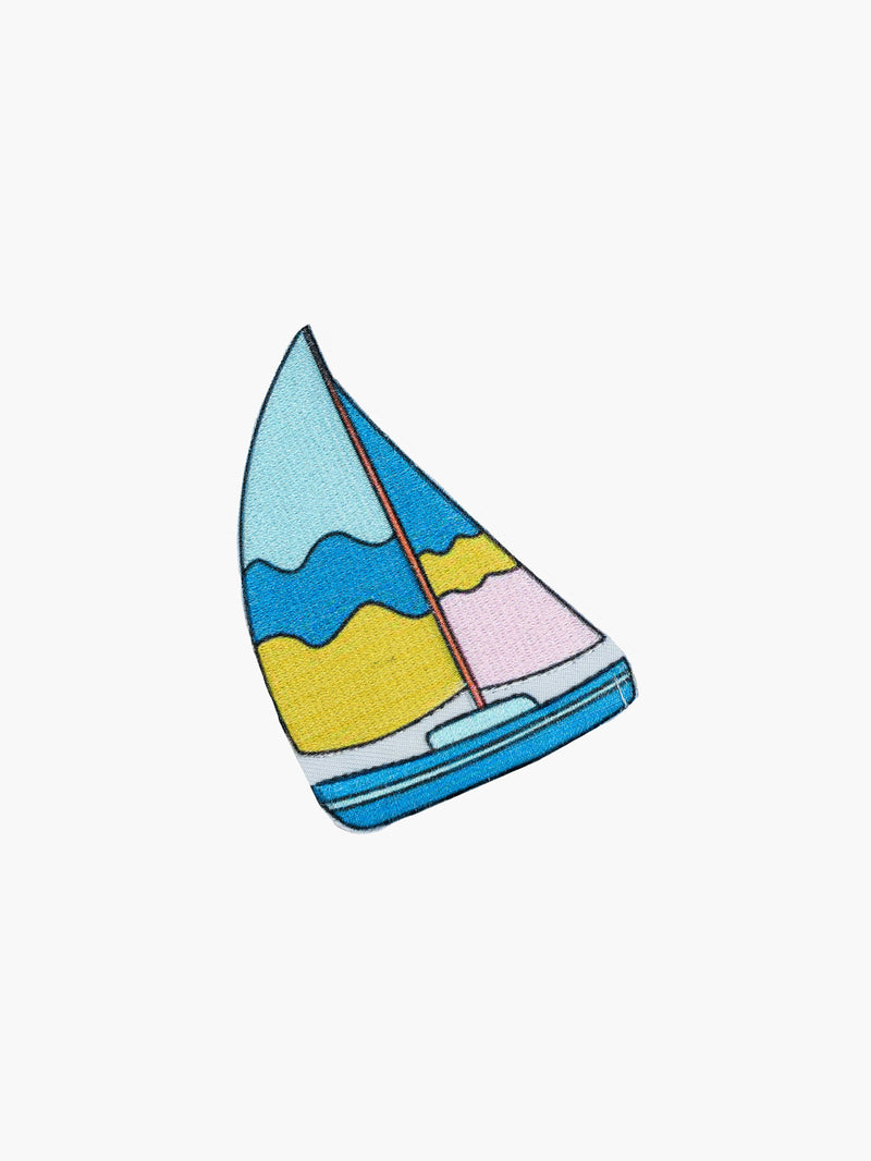 Embroidered Sailboat patch with hook-and-loop backing
