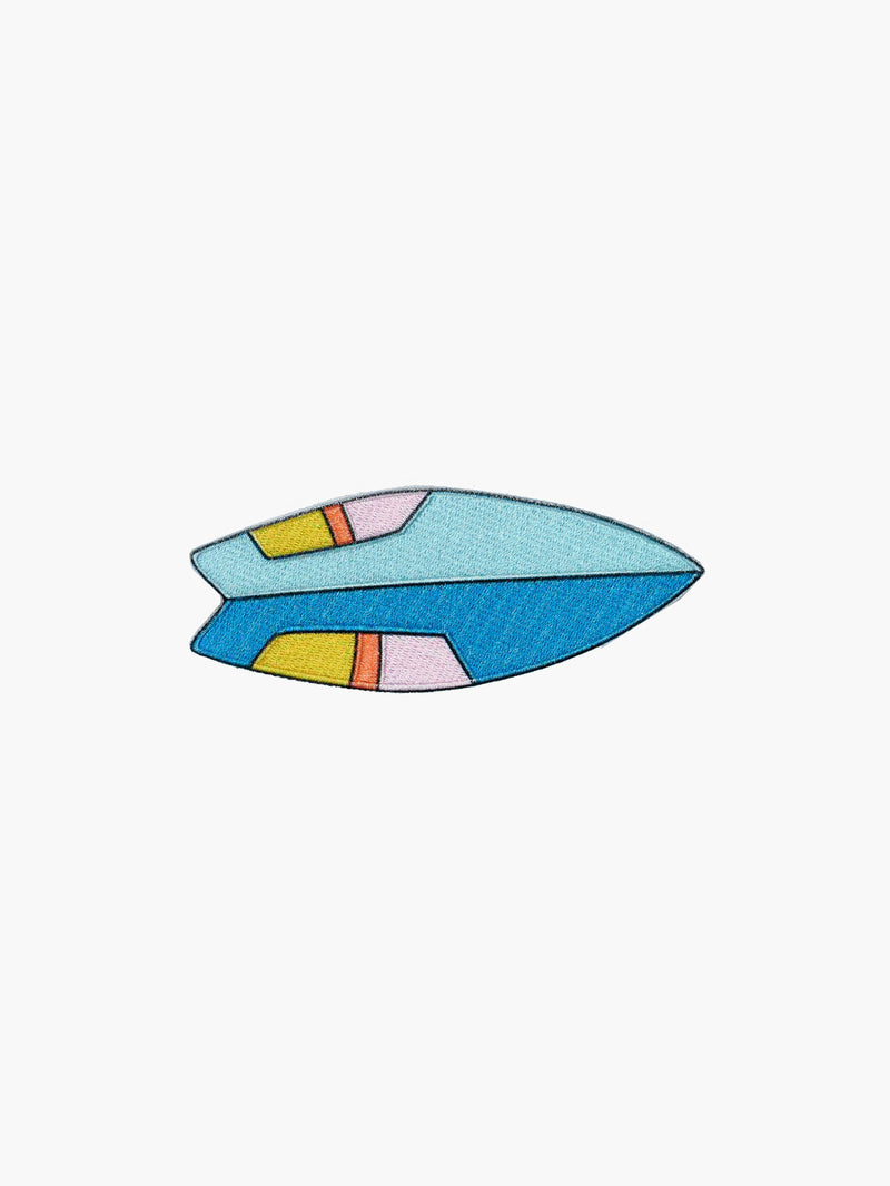 Embroidered Striped Surfboard patch with hook-and-loop backing